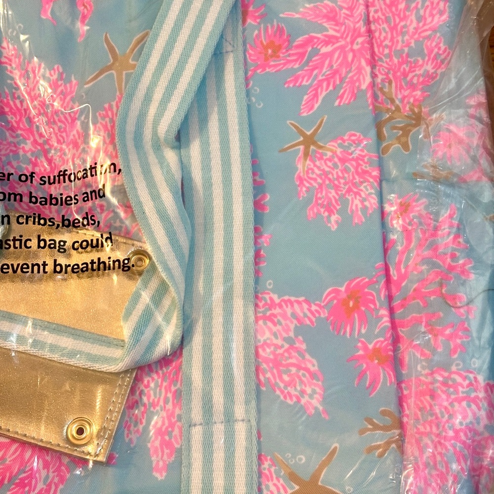 Lilly Pulitzer NWT-in bag! Large ‘Royal Coral’Insulated Beach Cooler Bag+meshbag - Picture 6 of 8